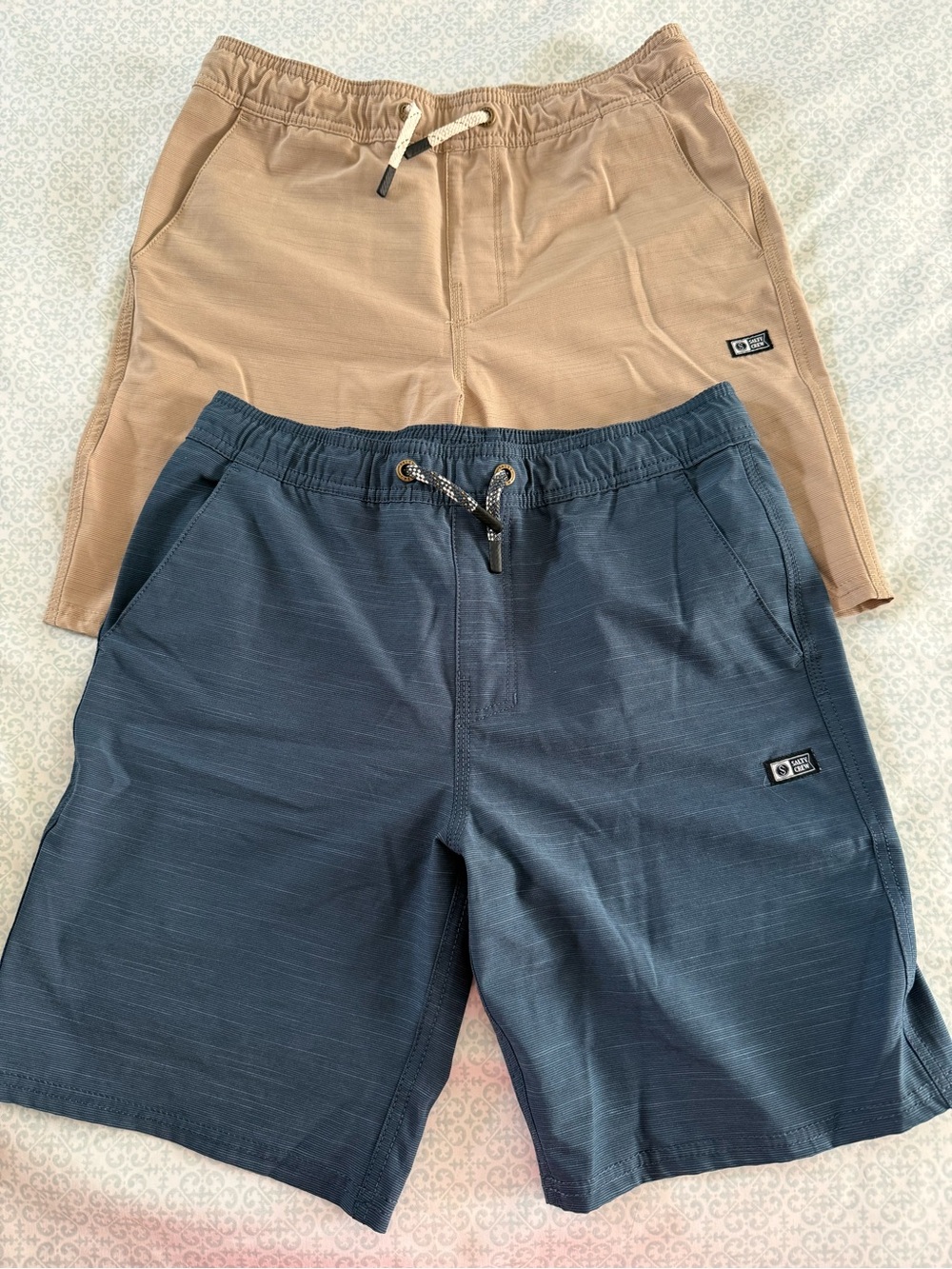 Salty Crew Two-Pack Athletic Shorts in Navy and Tan